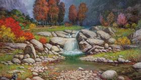 精品朝鲜油画 功勋画家金锦成 长170宽100