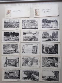 中國著名畫家，中國美協會員任福新鋼筆畫稿30張，低價處理，繪畫精美