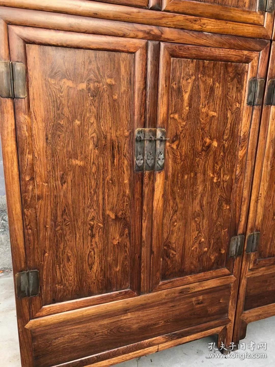 海南黄花梨老家具顶箱柜一对古董传世木器