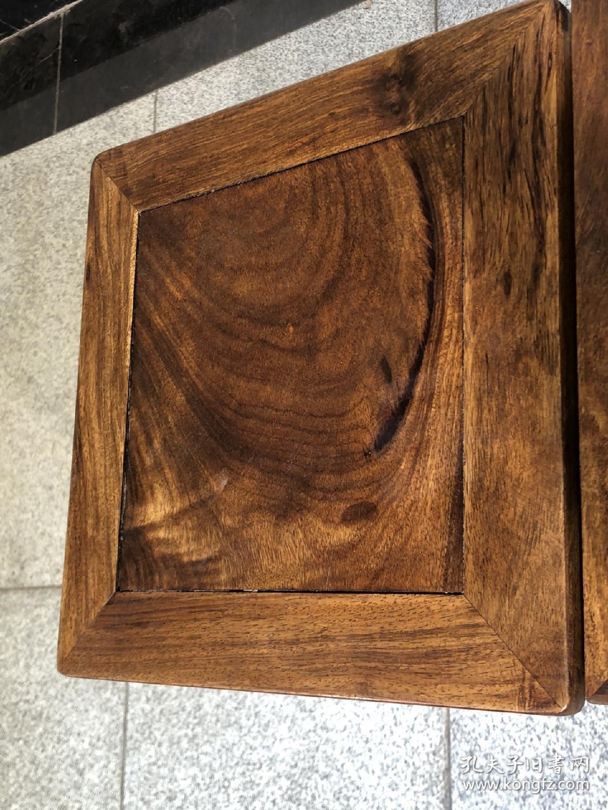 黄花梨花架一对满鬼脸牛毛纹卯榫结构