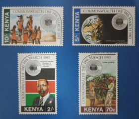肯尼亞 1983年 英聯邦日 馬賽馬拉平原上馬賽族舞蹈，我們的星球，肯尼亞總統丹尼爾·阿拉普·莫伊，咖啡豆種植 4全新
