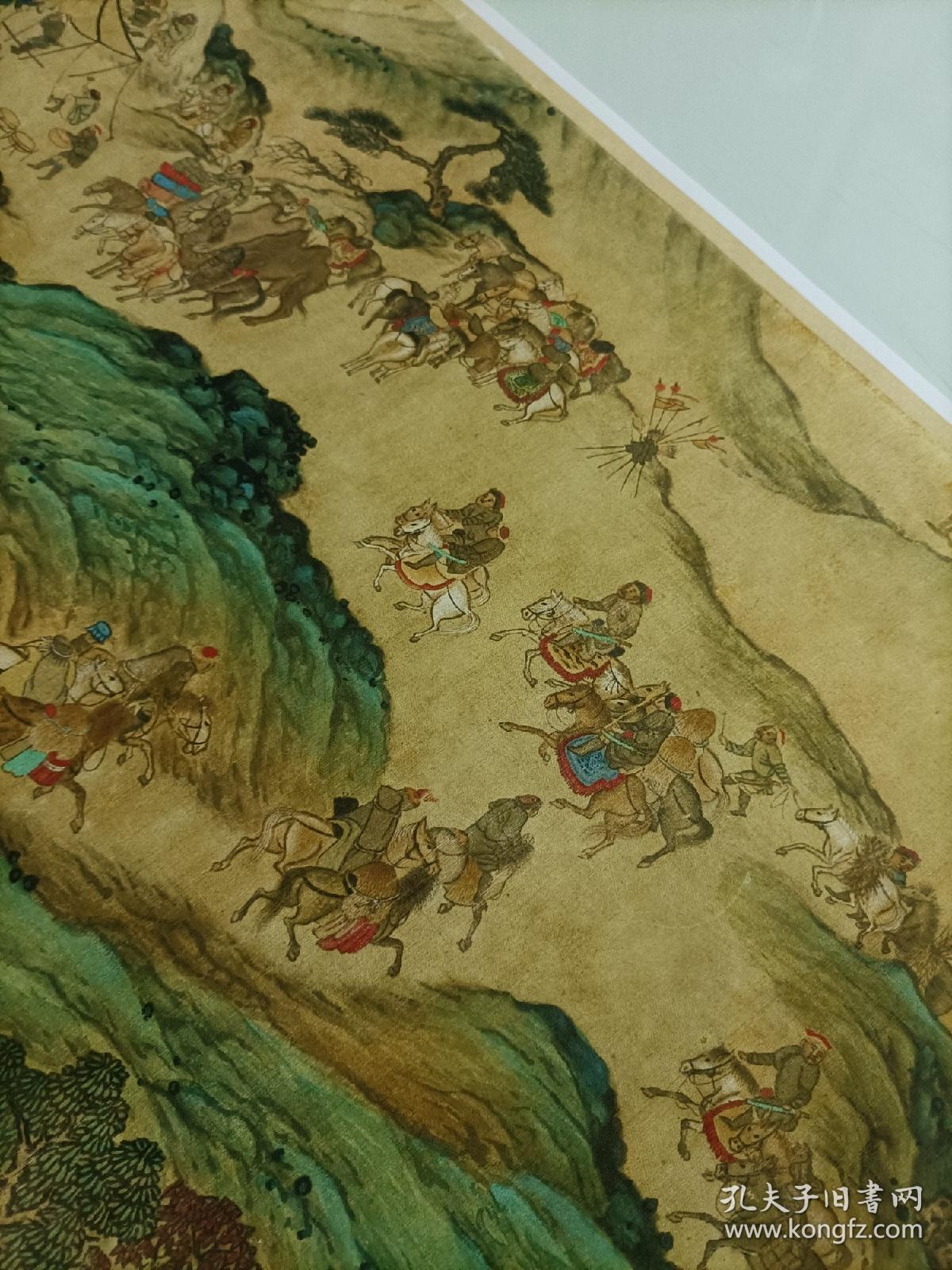 元人秋猎图高清绢布史诗长卷60x1213cm少数民族人物宫廷画真迹复制品