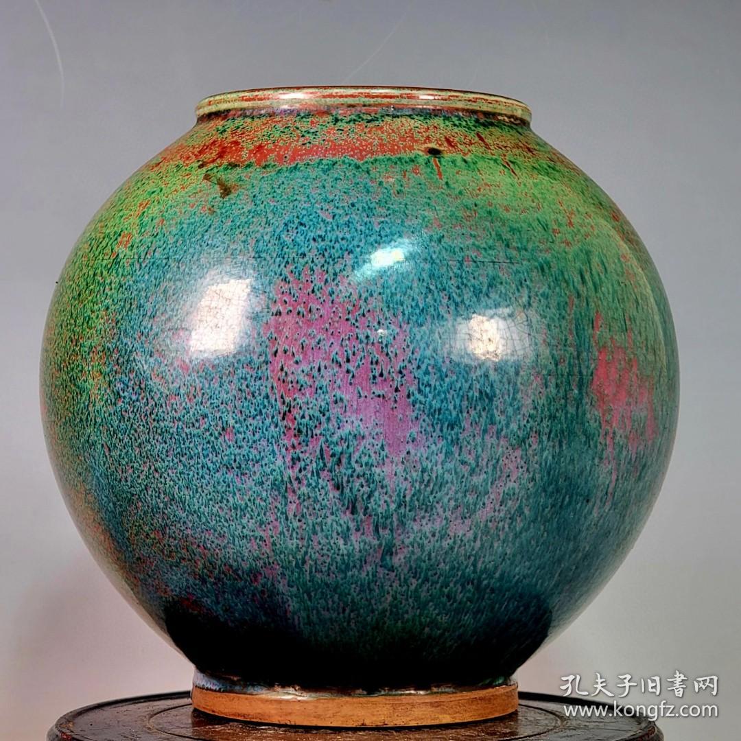 宋钧瓷窑变釉画缸摆件:整器型规整精美!釉色古味十足!釉温润油性极好!