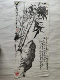 名家合作――安徽书画名家郑盛鑫画竹石、无锡书画名家倪慕林题诗