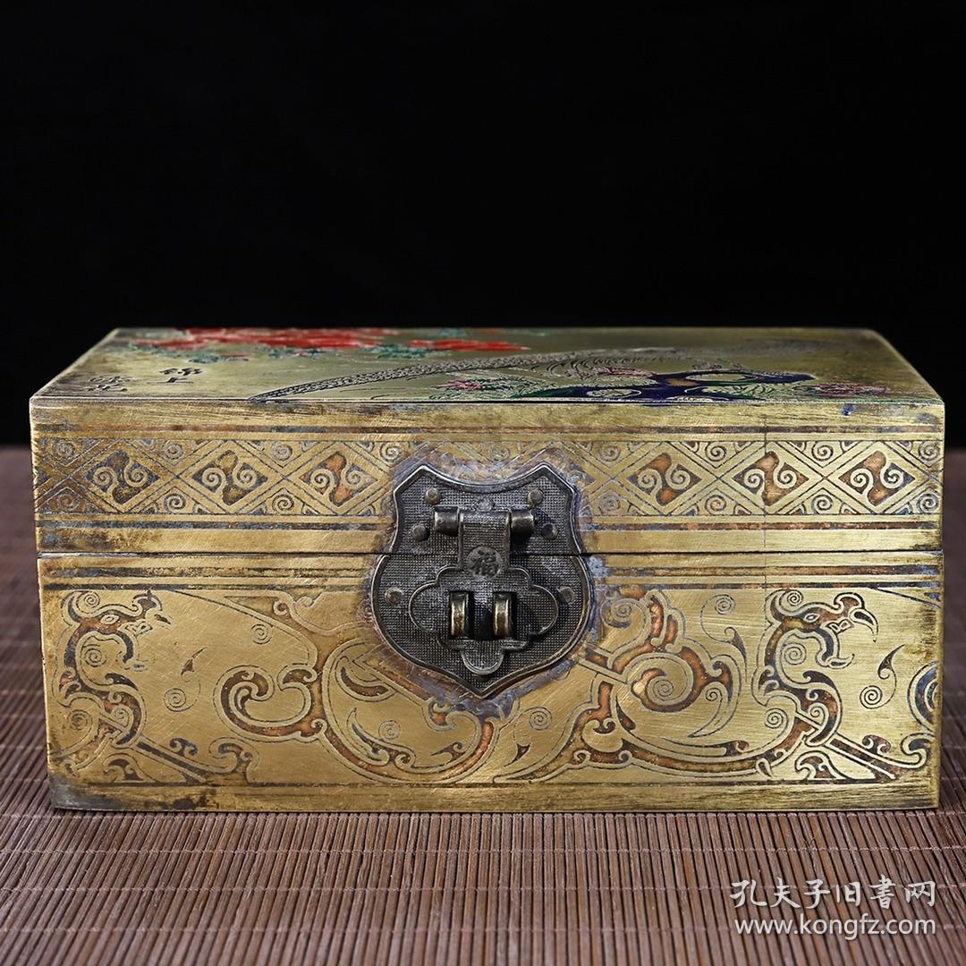 旧藏铜锦上添花花鸟首饰盒长165厘米宽96厘米高76厘米重438克