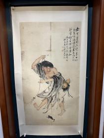 清代老画【刘海戏金蟾】
