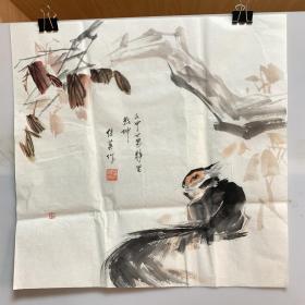 傅继英国画斗方 静里乾坤