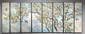 朝鲜国画 人民艺术家郑昌谟《春天里盛开的梨花》