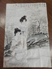 刘津朱人物画一幅（保真出售）尺寸68X45