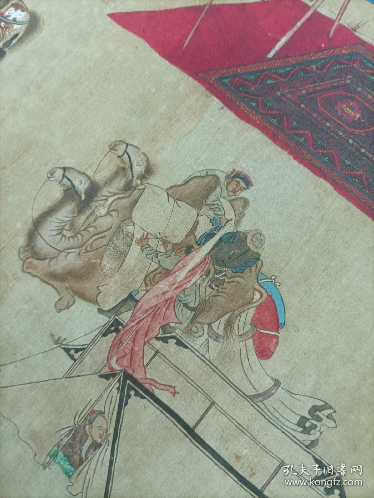 元人秋猎图高清绢布史诗长卷60x1213cm少数民族人物宫廷画真迹复制品