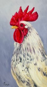 全新朝鲜油画，纯手绘油画，动物油画，公鸡油画《鸿运当头》