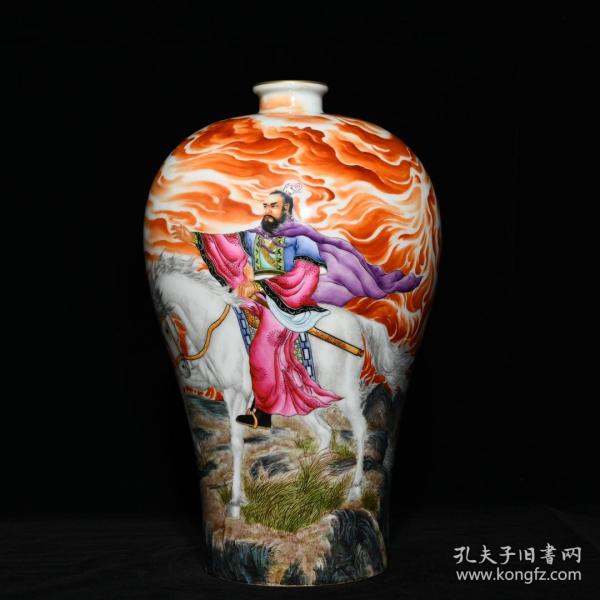 清雍正粉彩观沧海人物故事纹梅瓶，高38cm直径23cm，l