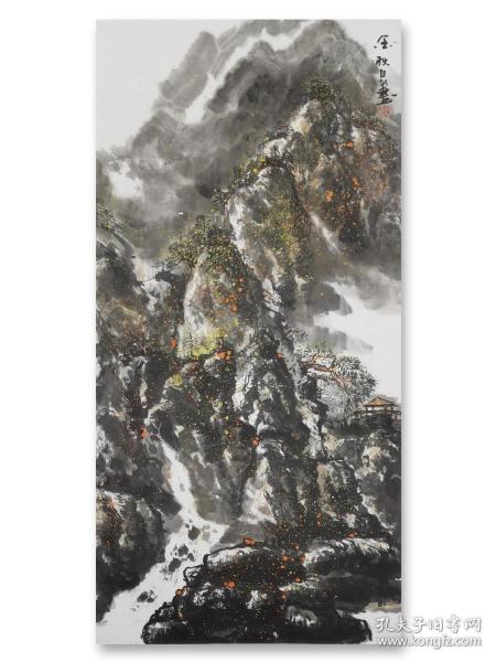 杨自新国画挂轴中美协会员山西开明画院副院长永济美协主席金秋画芯67*135，装裱81*200，杨自新1965年生，山西永济人，毕业于清华美院中国画山水专业。现为中国美术家协会会员，山西省人民政府(参事室)文史馆研究员，中央开明画院画家，澳大利亚画院画家，山西开明画院副院长，永济市美术家协会主席，山西师范大学美术学院客座教授，西安交通大学人居学院建筑学系客座教授。