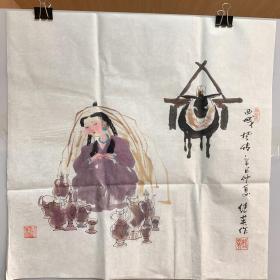 傅继英国画斗方 西域