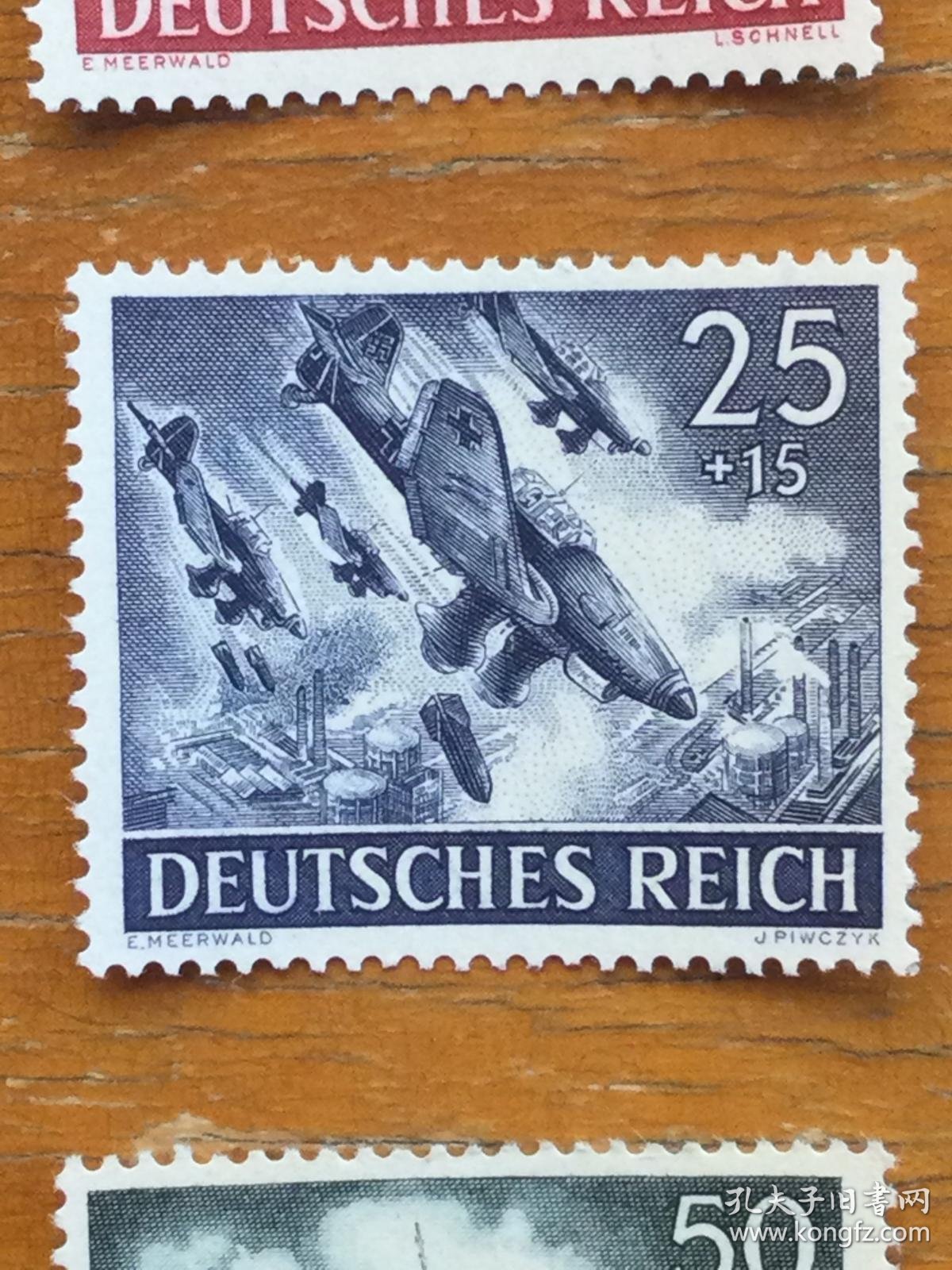 二战纳粹德国邮票一套武器装备12枚全新票上上品原胶无贴胶润亮实图