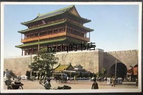 【影像资料】民国初期北京名胜建筑明信片_北京前门（正阳门）及周边景象，可见东侧的观音庙等。色彩纯正、颇为难得