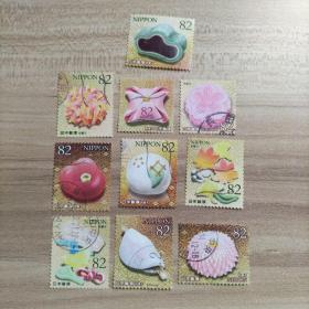 外国邮票 日本信销邮票和菓子 10枚（库存   1）