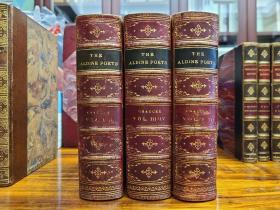 乔叟诗集 The Aldine Edition Poetical Works of Geoffrey CHAUCER 3卷全 大概1860s出版 皮面装帧