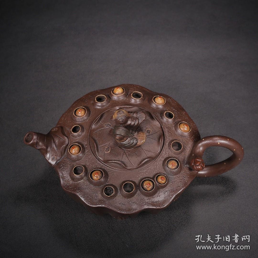 珍藏精品紫砂壶品名鸳鸯戏水底款陈鸣远尺寸177cm容量300cc紫砂分类