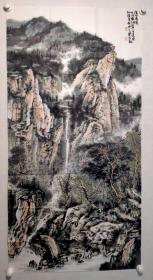 保真书画，王祖阳四尺整纸山水画一幅《溪山高隐》