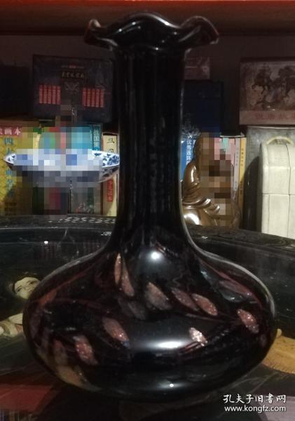 黑釉琥珀彩喇叭口花瓶