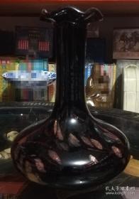 黑釉琥珀彩喇叭口花瓶
