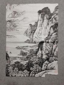 旧国画软片 水墨山水 三峡风帆 原稿手绘真迹 画心尺寸83*60厘米