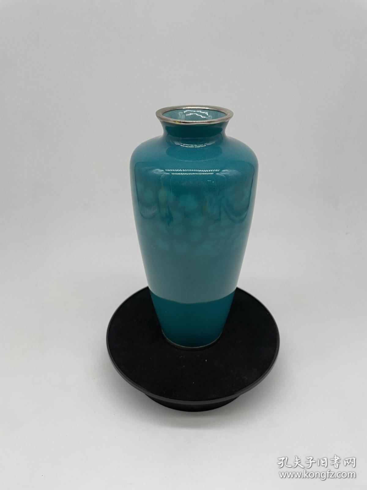 日本七宝烧绀青色铜胎花瓶 孔夫子旧书网