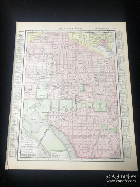 1895年 華盛頓特區和弗吉尼亞州 古董地圖 36*29公分
