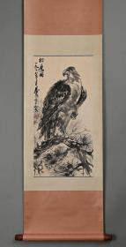 精品（松鹰图）老纸绫裱立轴；