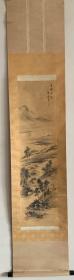 江户末期文人画家竹窗生（1763–1830）绢本山水挂轴
