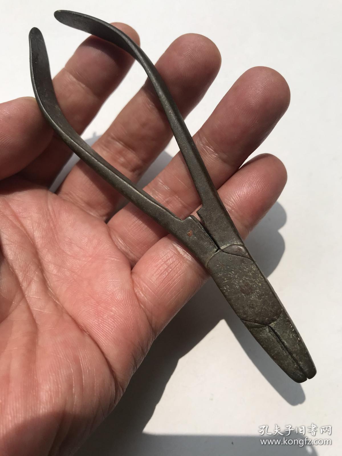 13cm清代民国老铜钳子针线活老铜针钳