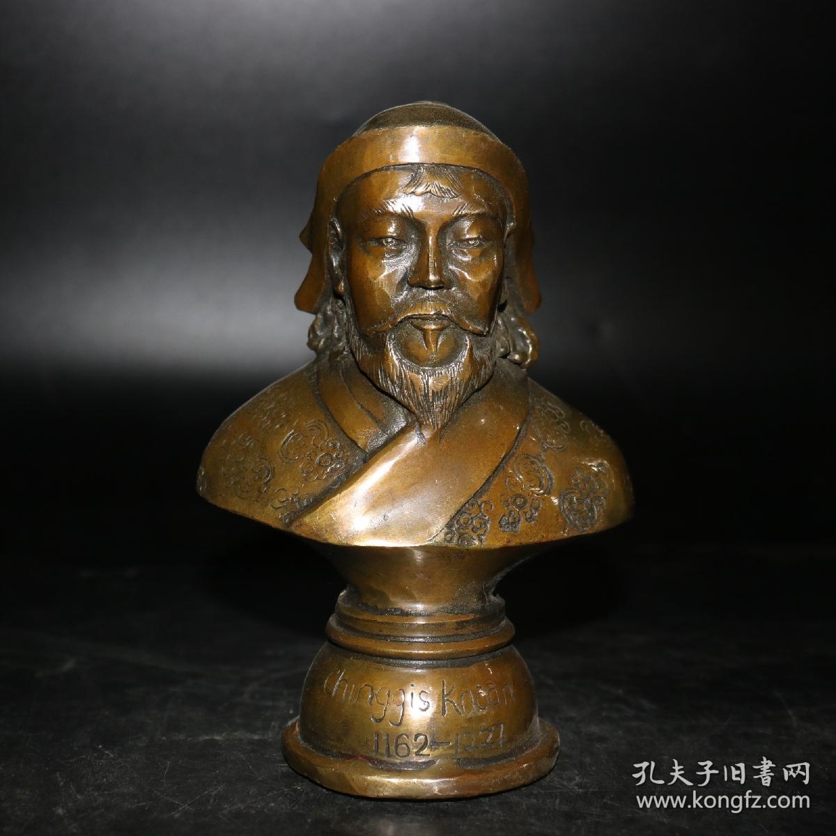 成吉思汗立体头部像精制黄铜纯铜长11宽67高163cm重量072kg