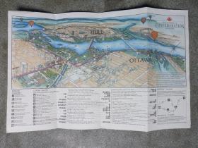 旧地图-加拿大渥太华地图法文版8开85品