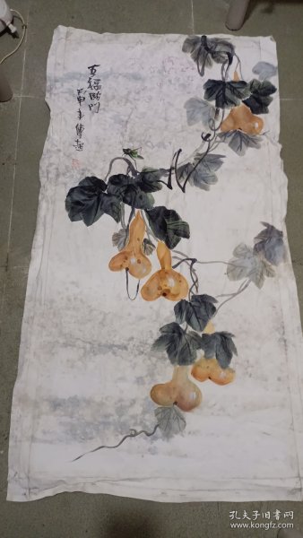 （清库存）纯手绘大幅圆画风格布面油画 花鸟 120*60 因收藏时间长，布面出现轻度黑斑！！