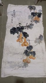 （清库存）纯手绘大幅圆画风格布面油画 花鸟 120*60 因收藏时间长，布面出现轻度黑斑！！