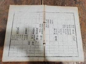 清康熙二十年《唐书》白棉纸散页一张；版心镌刻年代，初学者入门必备教材；可装镜框装饰书房，增添文化品位；可赠送亲朋；百年以上故纸，不可轻弃也；版心镌刻【江宁知府陈龙严捐奉！26。