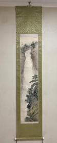 百岁黄檗画僧 直原玉青 绢本青绿山水挂轴