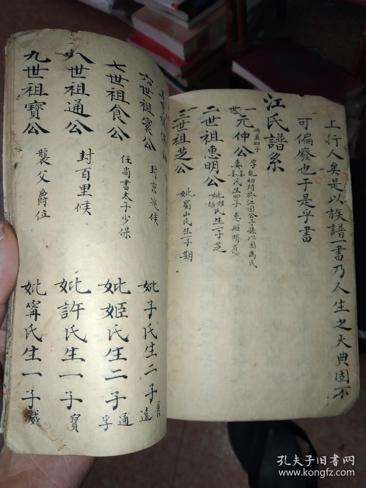 清代至民国手写江氏历代族谱一册乾兴堂资料文献售出不退珍贵文献