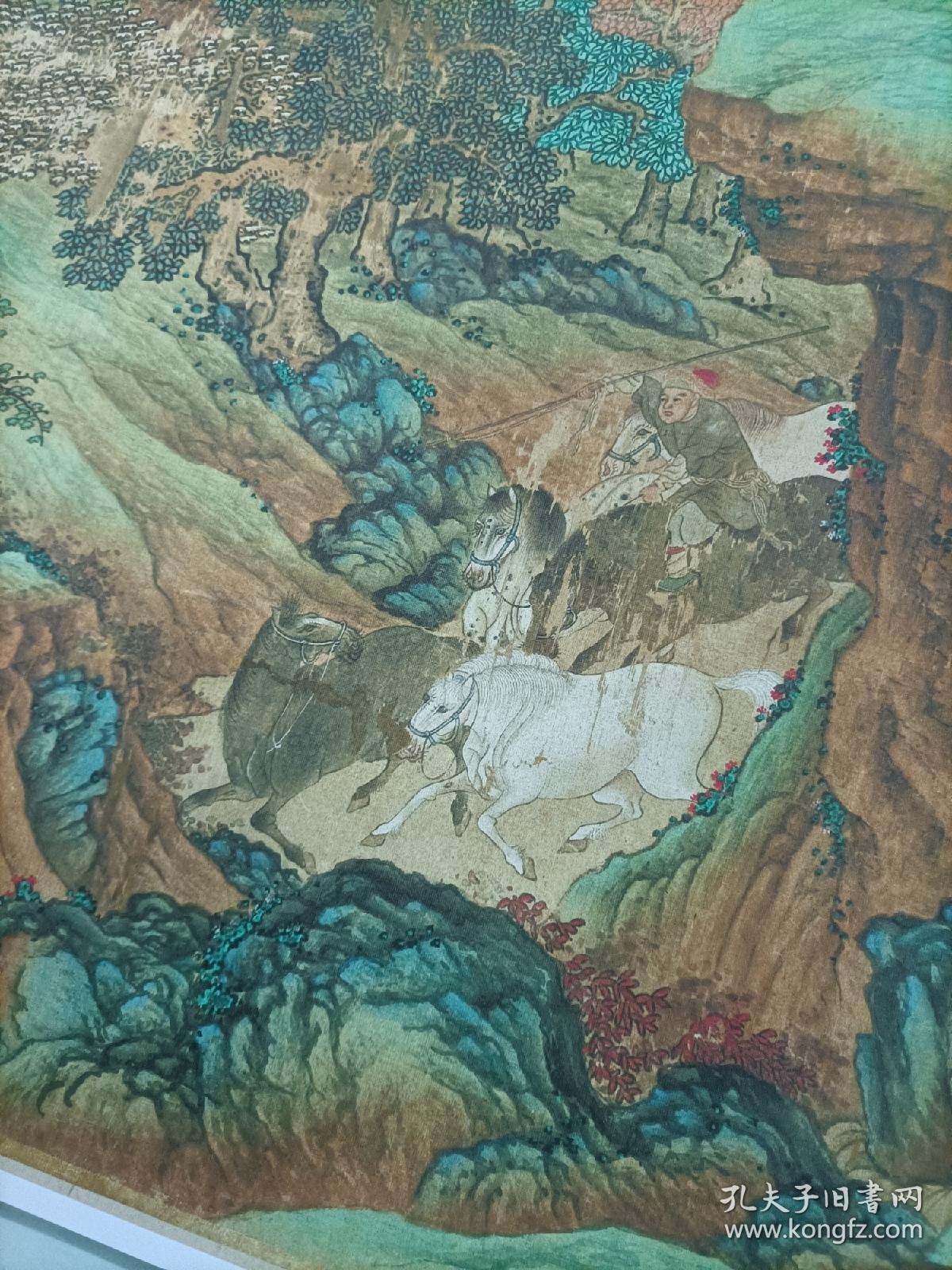 元人秋猎图高清绢布史诗长卷60x1213cm少数民族人物宫廷画真迹复制品