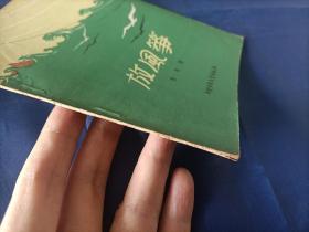 1956年《放风筝》平装全1册，薄册，宽32开本，封底有铅笔写的"50"和" B"两处字迹如图所示，可以用橡皮擦除，书籍别的地方没有写划印章水迹。书脊上下端有些破损如图所示。内封底右上角有"内山书店"标签一枚如图所示。整体品相一般，实物拍照。黎明著，段伟君插图，中国少年儿童出版社一版一印，印数9000册，私藏书。