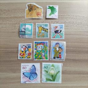 外国邮票 日本信销邮票  10枚（面值80）（货号：乙26-1）