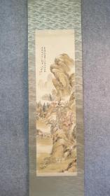 31098号     骨质轴头绢本（菊园/牧岛荣）手绘秋景山水