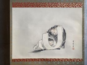 和合二仙，绢本，裱工精美，寓意吉祥！