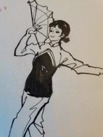 著名画家王崇德1984年绘画插图原稿《花哩虎》1册22张，传统民间舞蹈，出版于《儿童舞蹈选集》，带出版物，后六图为出版物示意图