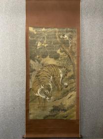商喜（老虎）绢本大中堂.画心尺寸172×87㎝