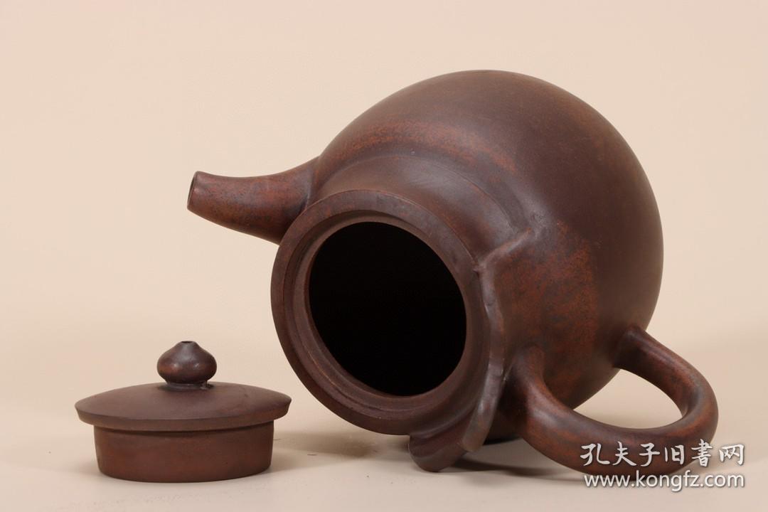 回流紫砂壶柴烧窑变僧帽壶底款杨彭年清代