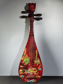 价格650元，漆器手工打造彩绘描金乐器琵琶
高90厘米 宽27.5厘米 ，重1510克