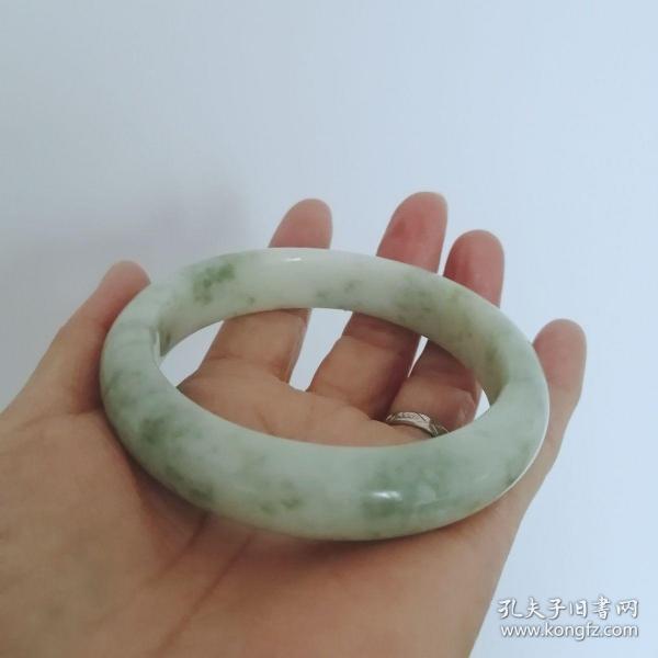 岫玉翠花手镯子白底油翠女款高档水润清新排毒送礼佳品a货森系62口径