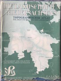 Niedersachsen Topographischer Atlas 下萨克森地形图集 联邦德国地形地图集 德国老地形图 1957年版 等高线地图 漂亮 德国原版老地图集